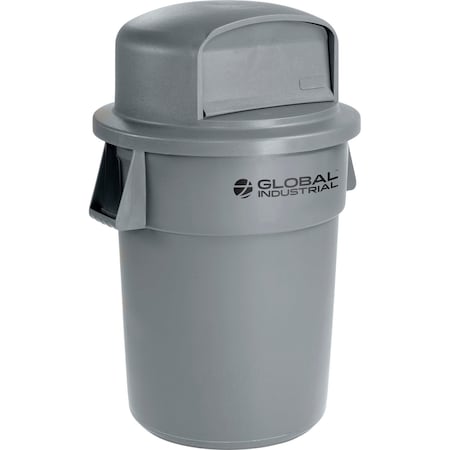 Global Industrial Plastic Trash Can with Dome Lid, 55 Gallon Gray 240464GYD
